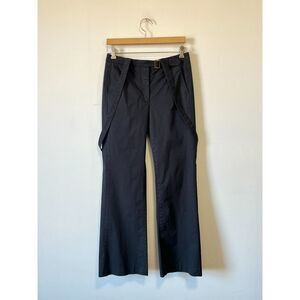 Dondup Black Cotton Suspender Pants Boot Cut Buckle Back Made In Italy 42 / 6 US